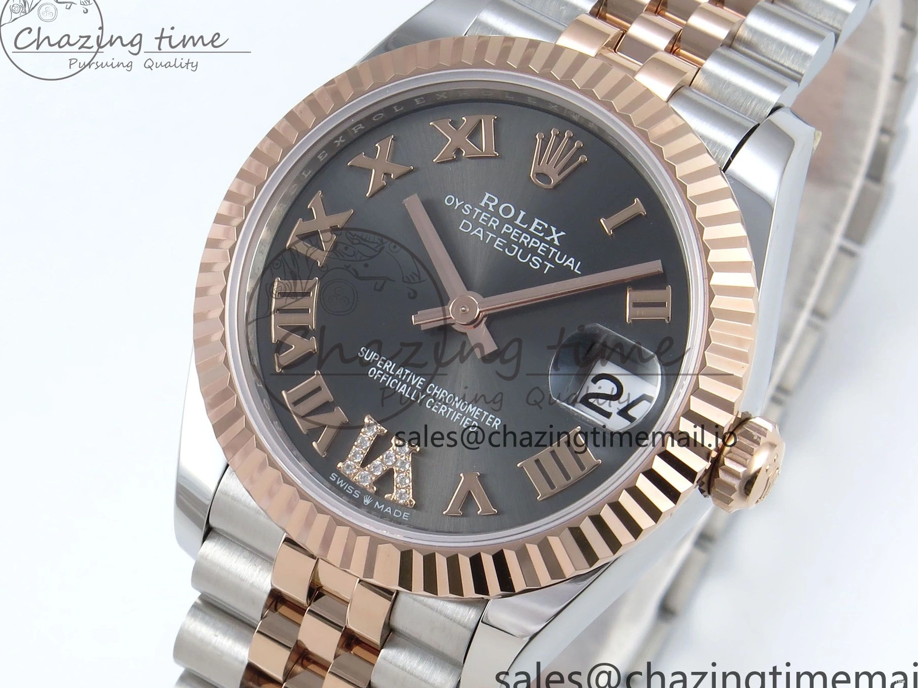 0106 StreetReady DateJust 31 278271 ARF 1:1 Best Edition 904L Steel Gray Roman Diamonds Dial on SS RG Jubilee Bracelet ETA 516